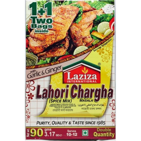 Laziza Lahori Chargha Masala with Ginger & Garlic Spice Mix - Double Pack Box 90 Gram