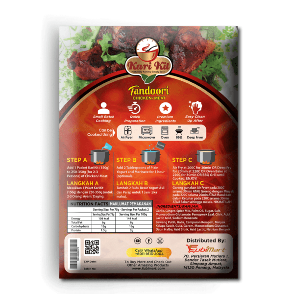 Kari Kit Tandoori Chicken/Meat Instant Paste (150 Gram Pack) - Image 2