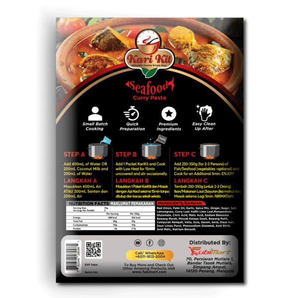 Kari Kit Seafood Instant Curry Paste (150 Gram Pack) - Image 2