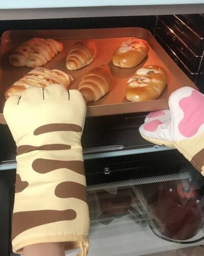 Cute Cat Paws Oven Heat Insulation Gloves Microwave Anti-scald Cotton Gloves Heat Resistant Insulation Kitchen Baking Supplies