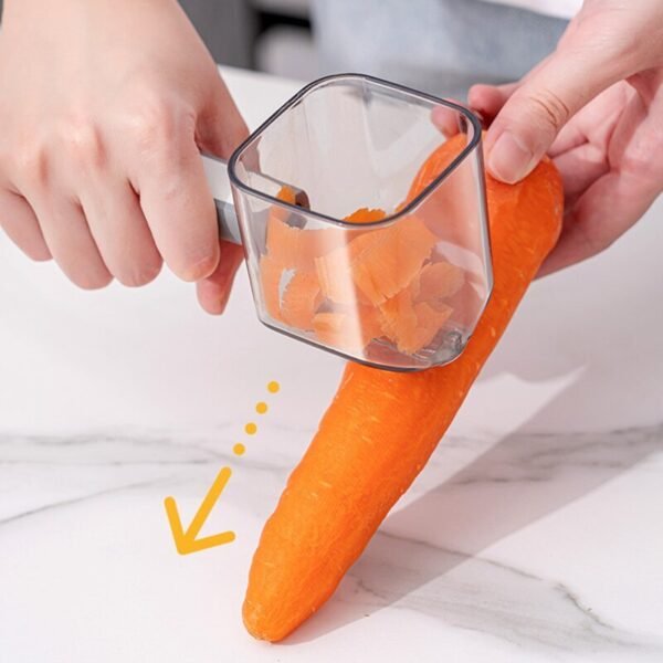 Kitchen Gadget Stainless Steel Single Head Peeler Vegetable and Fruit Long Handle Creative Peeler with Storage
