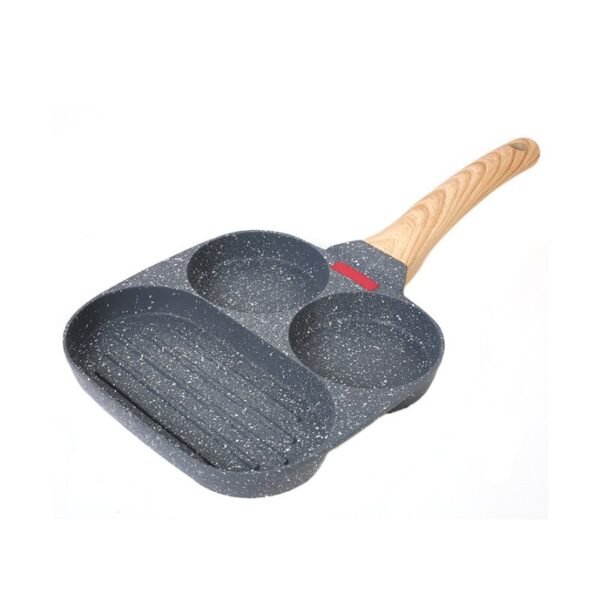 Non-stick 3 Hole/4 Hole Steak and Egg Omelette Thickened Omelet Pan with Wooden Handle Kitchenware - Image 5