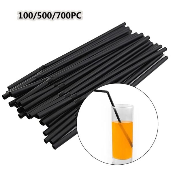 100-1500Pcs Black Disposable Plastic Straws For Drinking Wedding Kitchen Dining Bar Supplies Party Beverage Cocktail Straw - Image 5