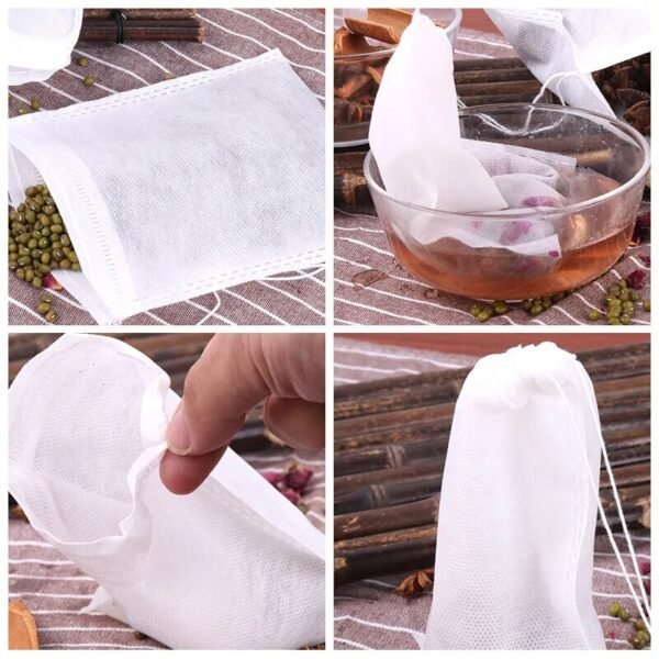100 Pcs 5x7cm Disposable Empty Tea Bags Bags for Tea Bag with String Heal Seal Tea Infuser Non-woven Paper Filter Teabags - Image 2