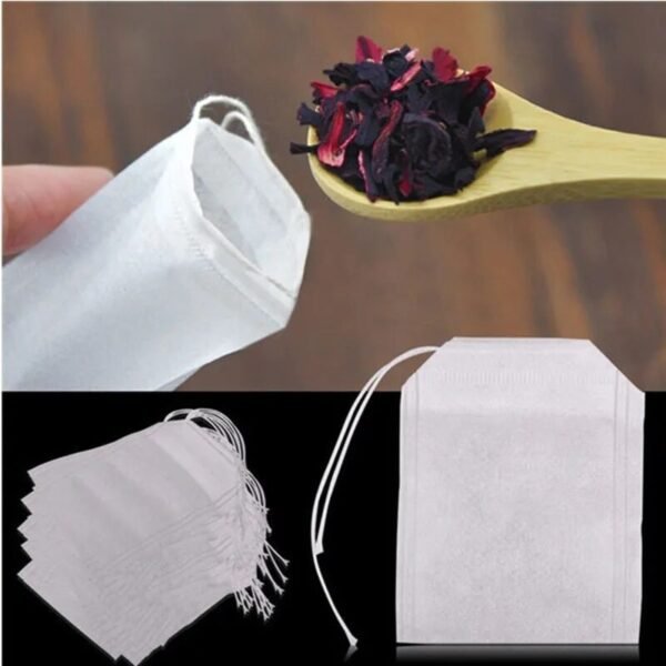 100 Pcs 5x7cm Disposable Empty Tea Bags Bags for Tea Bag with String Heal Seal Tea Infuser Non-woven Paper Filter Teabags - Image 3