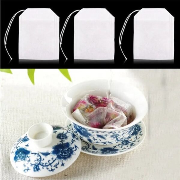 100 Pcs 5x7cm Disposable Empty Tea Bags Bags for Tea Bag with String Heal Seal Tea Infuser Non-woven Paper Filter Teabags - Image 4