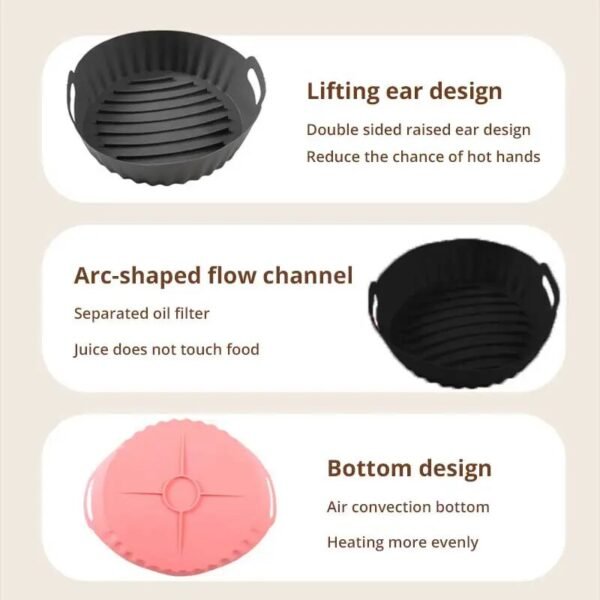 1Pc Black/Pink/Gray Air Fryer Silicone Dish for Air Fryer Oil Absorption And Stain Prevention Kitchen Supplies - Image 2