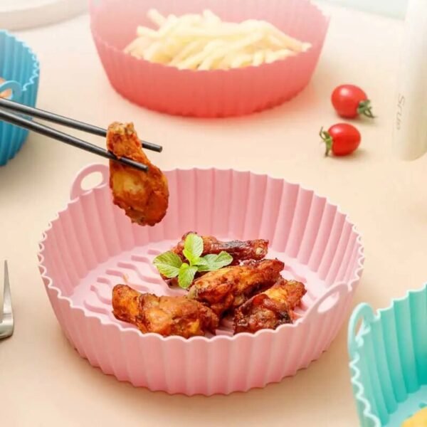 1Pc Black/Pink/Gray Air Fryer Silicone Dish for Air Fryer Oil Absorption And Stain Prevention Kitchen Supplies - Image 3