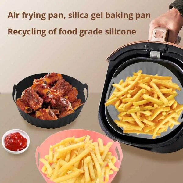 1Pc Black/Pink/Gray Air Fryer Silicone Dish for Air Fryer Oil Absorption And Stain Prevention Kitchen Supplies - Image 4