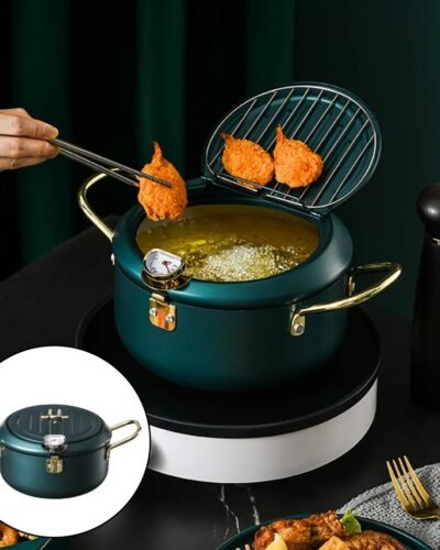 304 Stainless Steel Tempura Fryer Pan Kitchen Oil Frying Pot Temperature Control Fuel-Efficient Fried Fish Shrimp Chicken Pot