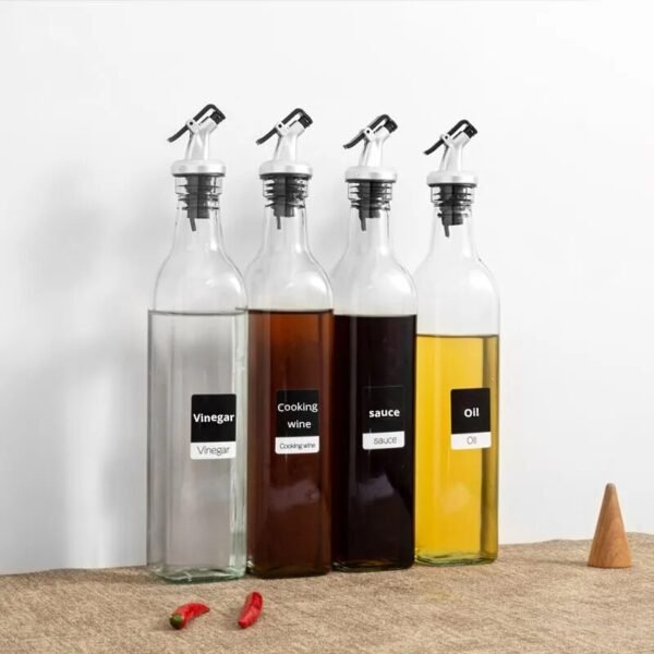 3pcs Silver Household Kitchen Seasoning Bottles Soy Sauce Vinegar Bottles Mouth Stoppers No Oil Leakage No Oil Hanging - Image 2