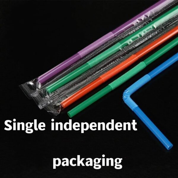 Multicolor Plastic Straws Kitchen Beverage Disposable Drinking Straw Cocktail Wedding Party Accessories - Image 2