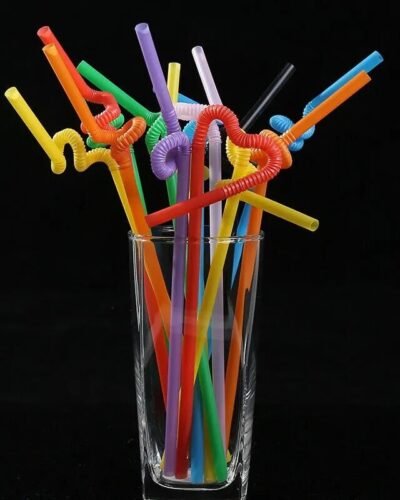 Multicolor Plastic Straws Kitchen Beverage Disposable Drinking Straw Cocktail Wedding Party Accessories