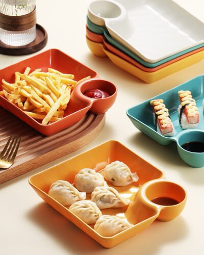 Dumpling Plate With Vinegar Dish Dumpling Plate Dinner Plate Square Plate