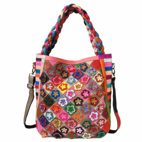 Women's Fashion Stitching Diamond Plaid Blype Shoulder Messenger Bag - Image 3